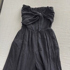 Black Strapless Jumpsuit with Bow Detail
